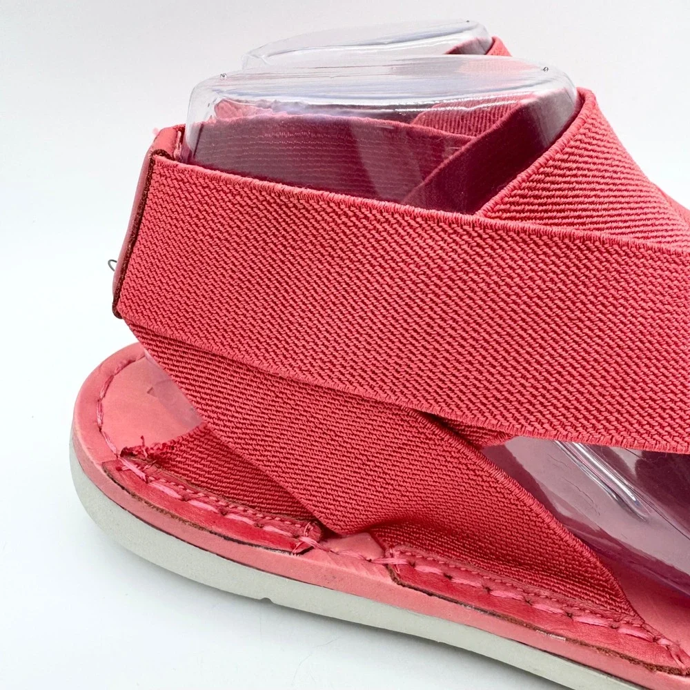 NoSox Athena Strappy Lightweight Elastic Cross Strap Flat Sandals Coral Size‎ 38